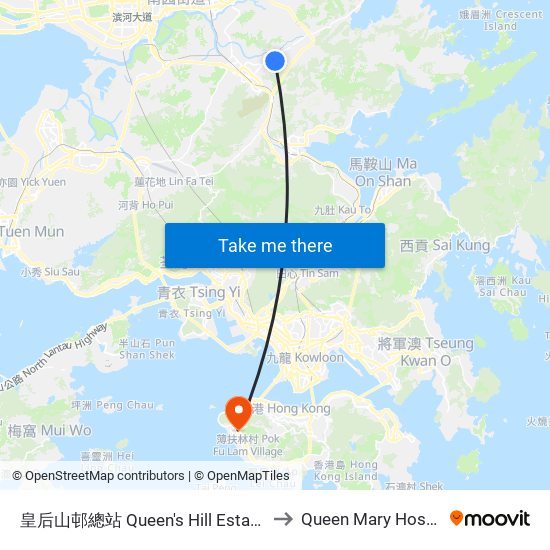 皇后山邨總站 Queen's Hill Estate B/T to Queen Mary Hospital map