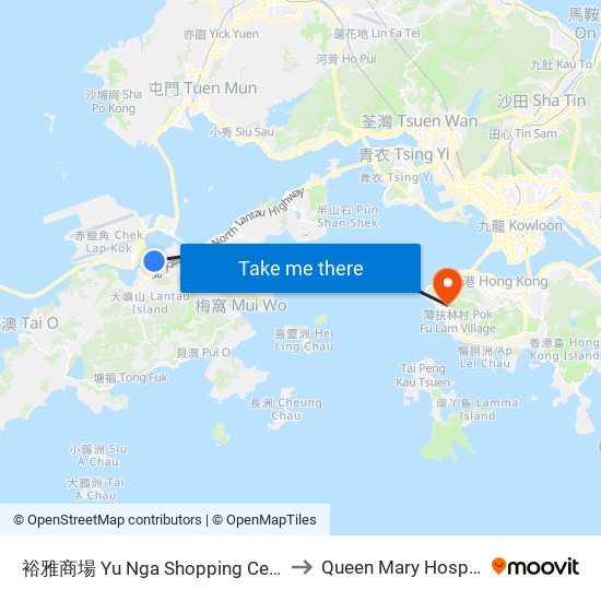 裕雅商場 Yu Nga Shopping Centre to Queen Mary Hospital map