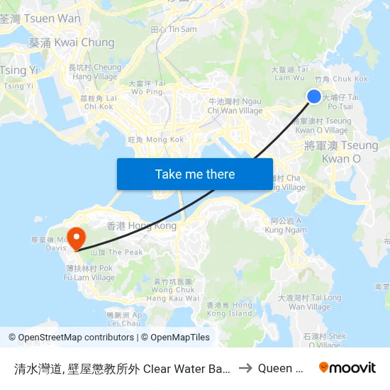 Clear Water Bay Road, Outside Pik Uk Correctional Institute to Queen Mary Hospital map