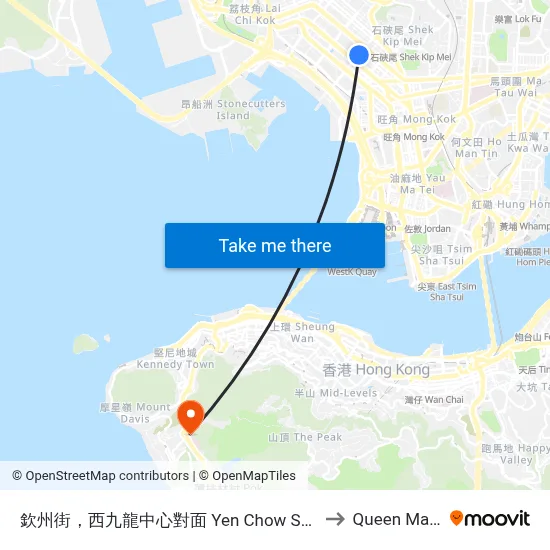 Yen Chow Street, Opposite Dragon Centre to Queen Mary Hospital map