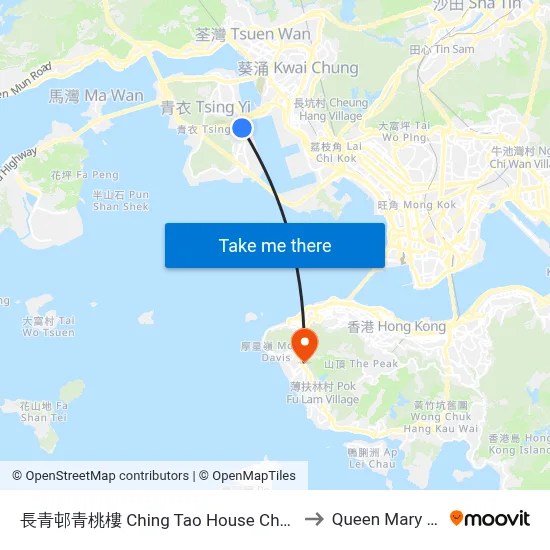 Ching Tao House Cheung Ching Estate to Queen Mary Hospital map