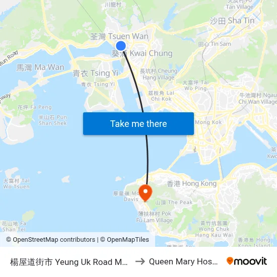 Yeung Uk Road Market to Queen Mary Hospital map