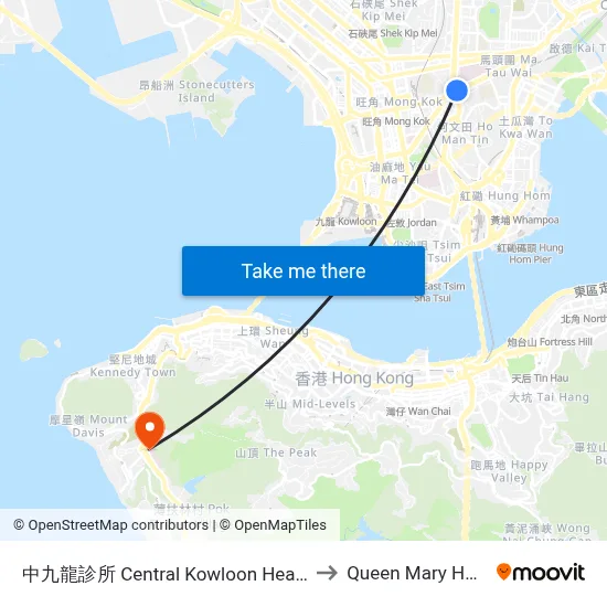 Central Kowloon Health Centre to Queen Mary Hospital map