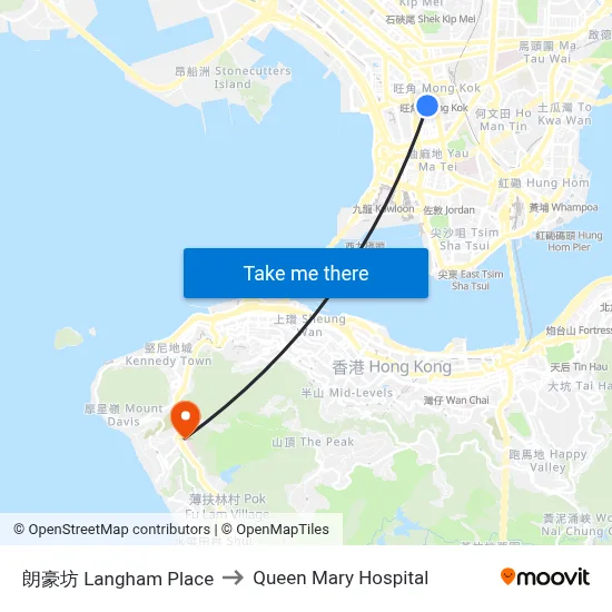 Langham Place to Queen Mary Hospital map