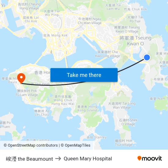 The Beaumount to Queen Mary Hospital map