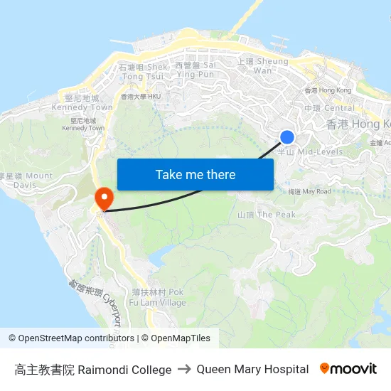 Raimondi College to Queen Mary Hospital map