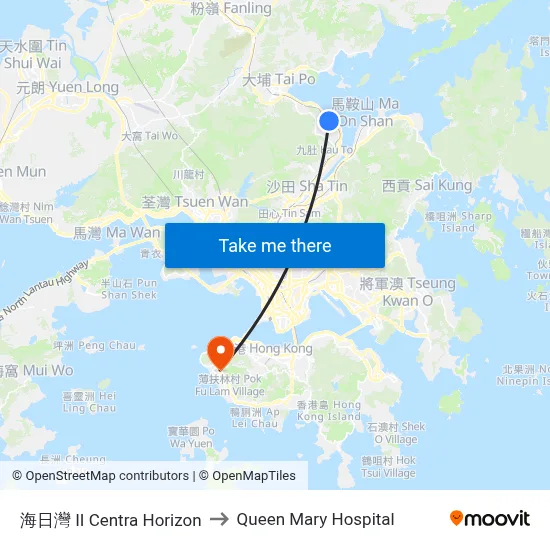 Centra Horizon to Queen Mary Hospital map