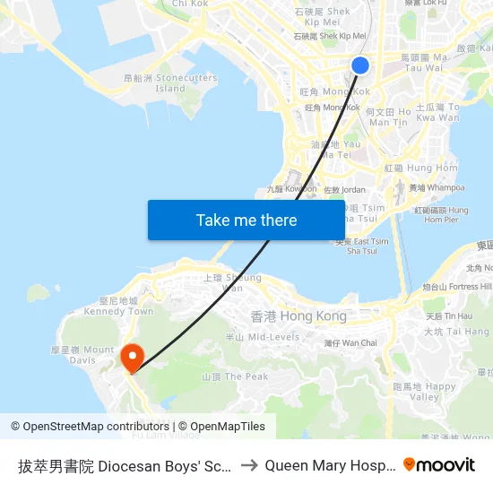 Diocesan Boys' School to Queen Mary Hospital map