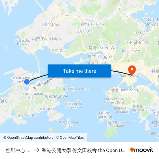 空郵中心 Air Mail Centre to 香港公開大學 何文田校舍 the Open University Of Hong Kong Ho Man Tin Campus map