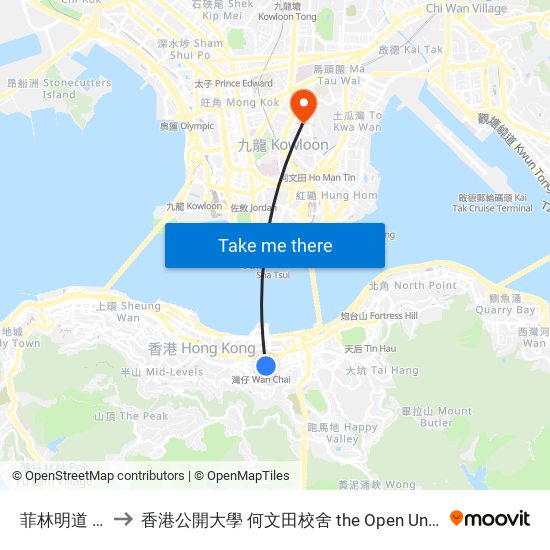 菲林明道 Fleming Road to 香港公開大學 何文田校舍 the Open University Of Hong Kong Ho Man Tin Campus map