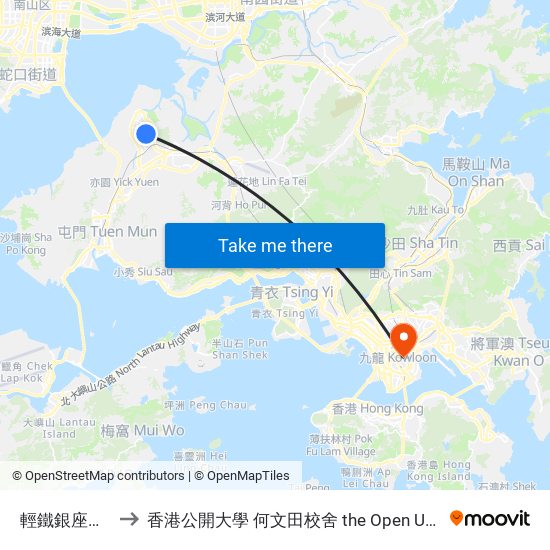輕鐵銀座站 Lr Ginza Stop to 香港公開大學 何文田校舍 the Open University Of Hong Kong Ho Man Tin Campus map