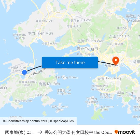 國泰城(東) Cathay Pacific City (East) to 香港公開大學 何文田校舍 the Open University Of Hong Kong Ho Man Tin Campus map