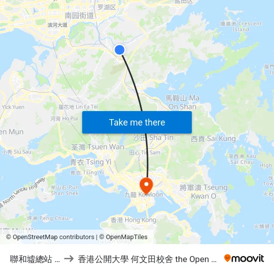 聯和墟總站 Luen Wo Hui B/T to 香港公開大學 何文田校舍 the Open University Of Hong Kong Ho Man Tin Campus map