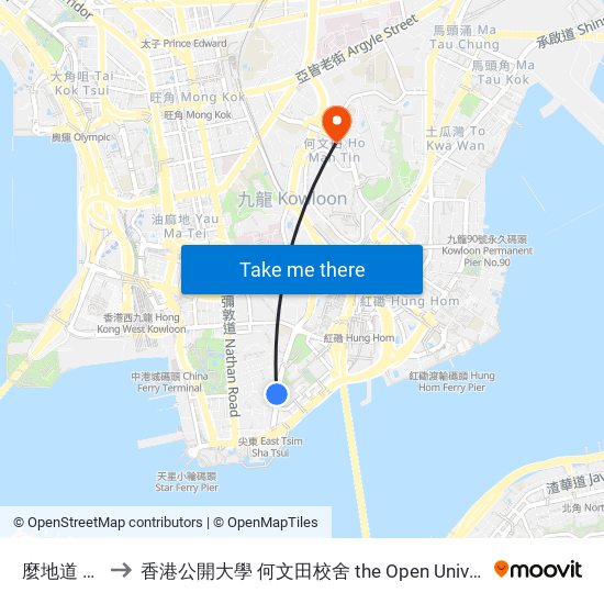 麼地道 Mody Road to 香港公開大學 何文田校舍 the Open University Of Hong Kong Ho Man Tin Campus map