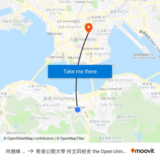 尚翹峰 the Zenith to 香港公開大學 何文田校舍 the Open University Of Hong Kong Ho Man Tin Campus map