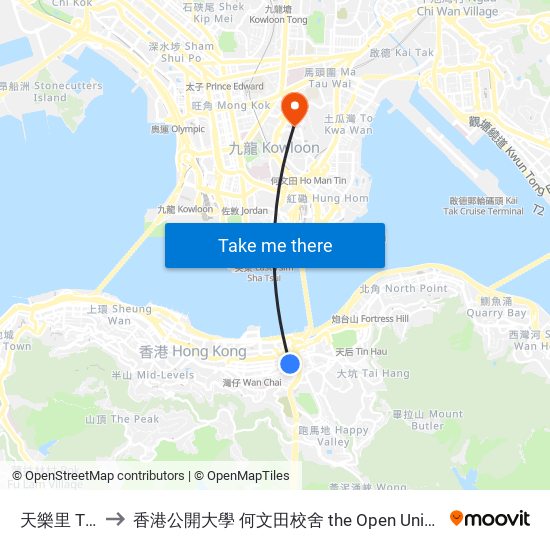 天樂里 Tin LOK Lane to 香港公開大學 何文田校舍 the Open University Of Hong Kong Ho Man Tin Campus map