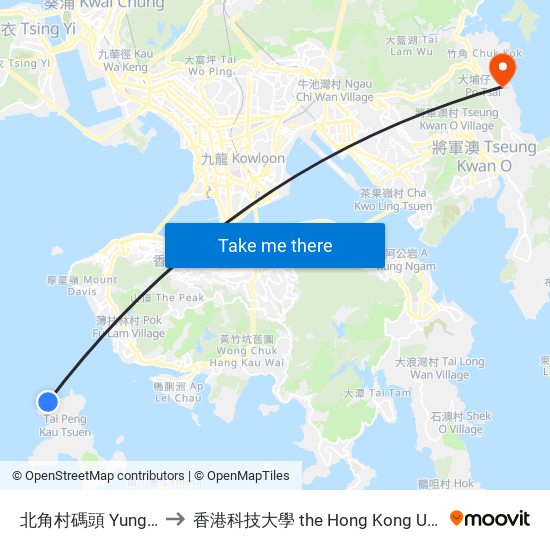 北角村碼頭 Yung Shue Wan Ferry Pier to 香港科技大學 the Hong Kong University Of Science And Technology map