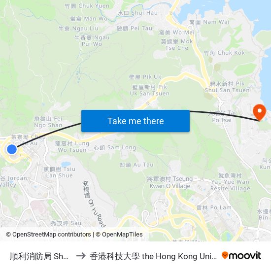 順利消防局 Shun Lee Fire Station to 香港科技大學 the Hong Kong University Of Science And Technology map