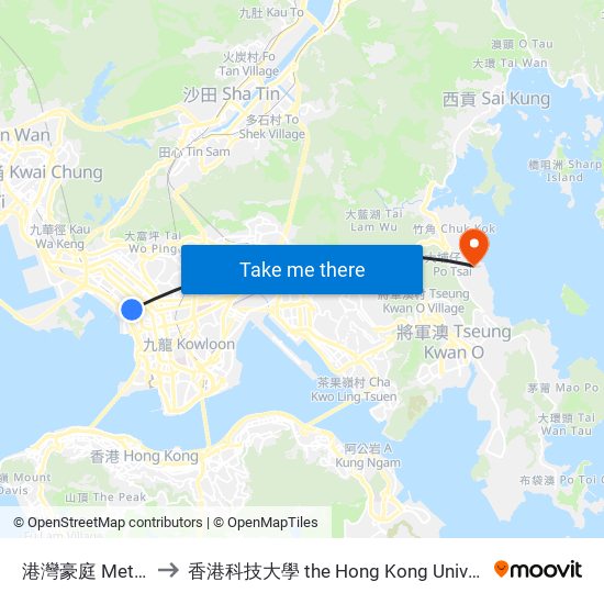 港灣豪庭 Metro Harbourview to 香港科技大學 the Hong Kong University Of Science And Technology map