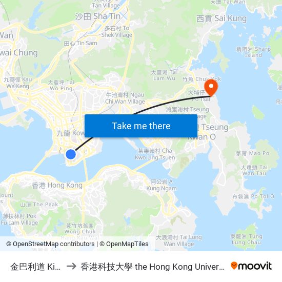 金巴利道 Kimberly Road to 香港科技大學 the Hong Kong University Of Science And Technology map