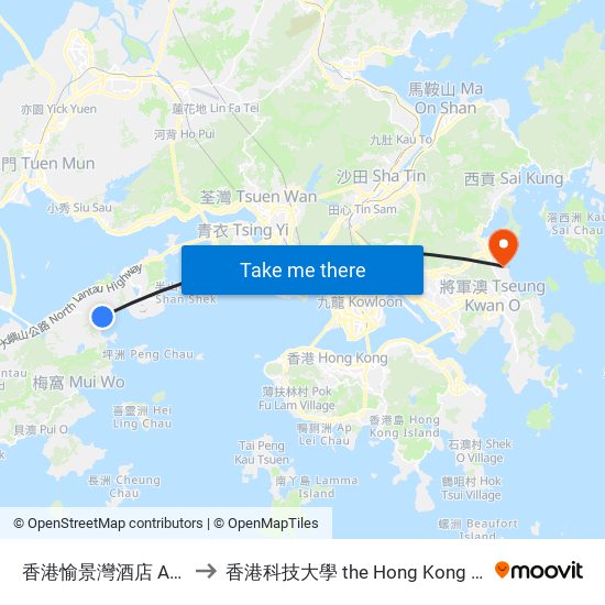 香港愉景灣酒店 Auberge Discovery Bay Hk to 香港科技大學 the Hong Kong University Of Science And Technology map