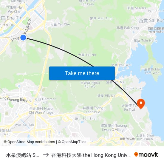 水泉澳總站 Shui Chuen O B/T to 香港科技大學 the Hong Kong University Of Science And Technology map