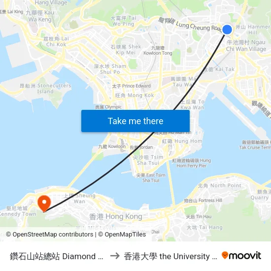 鑽石山站總站 Diamond Hill Station B/T to 香港大學 the University Of Hong Kong map