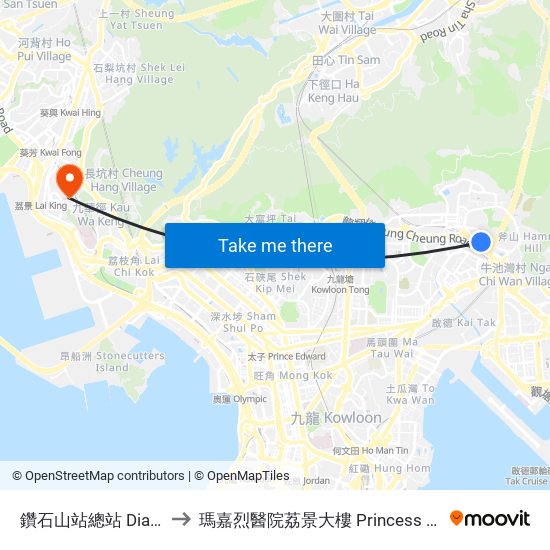 鑽石山站總站 Diamond Hill Station B/T to 瑪嘉烈醫院荔景大樓 Princess Margaret Hospital Lai King Building map