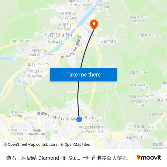 鑽石山站總站 Diamond Hill Station B/T to 香港浸會大學石門校園 map