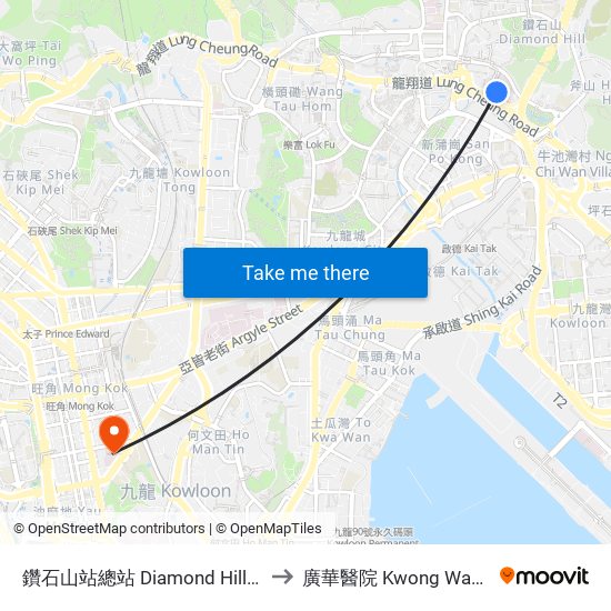 鑽石山站總站 Diamond Hill Station B/T to 廣華醫院 Kwong Wah Hospital map