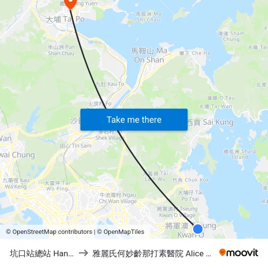 坑口站總站 Hang Hau Station B/T to 雅麗氏何妙齡那打素醫院 Alice Ho Miu Ling Nethersole Hospital map