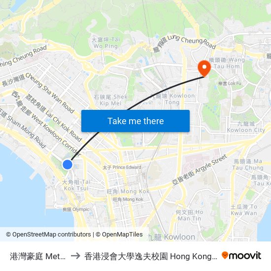港灣豪庭 Metro Harbourview to 香港浸會大學逸夫校園 Hong Kong Baptist University Shaw Campus map