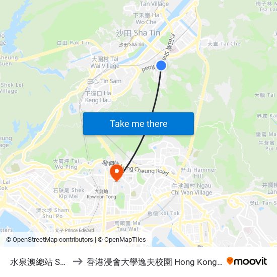 水泉澳總站 Shui Chuen O B/T to 香港浸會大學逸夫校園 Hong Kong Baptist University Shaw Campus map