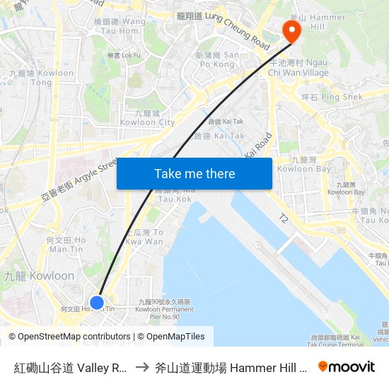 紅磡山谷道 Valley Road Hung Hom to 斧山道運動場 Hammer Hill Road Sports Ground map