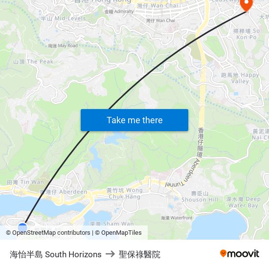 海怡半島 South Horizons to 聖保祿醫院 map