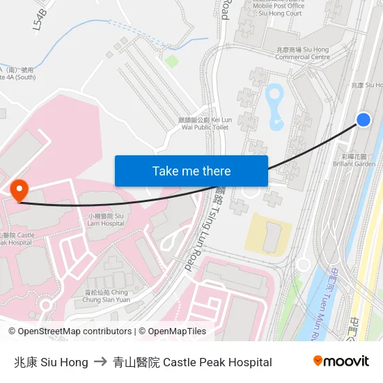 兆康 Siu Hong to 青山醫院 Castle Peak Hospital map