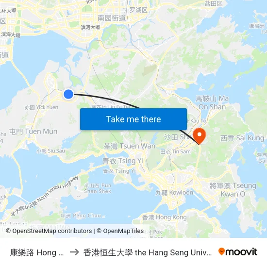 康樂路 Hong LOK Road to 香港恒生大學 the Hang Seng University Of Hong Kong map