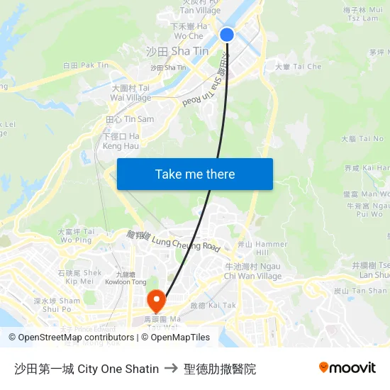 沙田第一城 City One Shatin to 聖德肋撒醫院 map