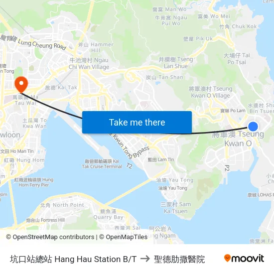 坑口站總站 Hang Hau Station B/T to 聖德肋撒醫院 map