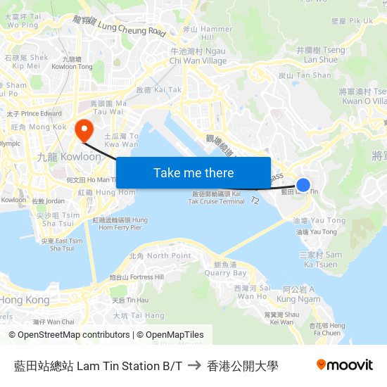 藍田站總站 Lam Tin Station B/T to 香港公開大學 map