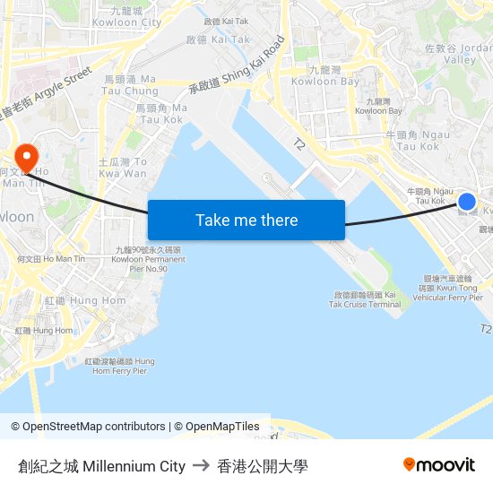 創紀之城 Millennium City to 香港公開大學 map