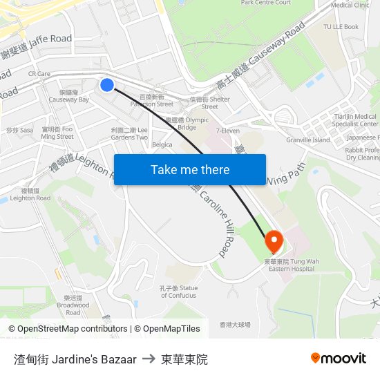 渣甸街 Jardine's Bazaar to 東華東院 map