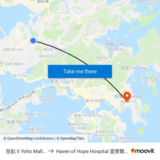 形點 II Yoho Mall II to Haven of Hope Hospital 靈實醫院 map