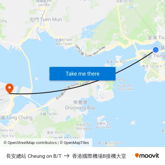 長安總站 Cheung on B/T to 香港國際機場B接機大堂 map