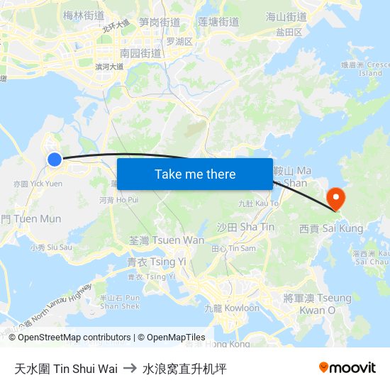 天水圍 Tin Shui Wai to 水浪窝直升机坪 map