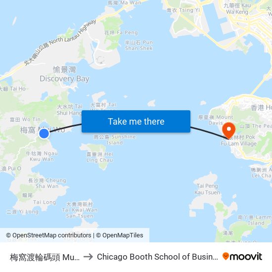 梅窩渡輪碼頭 Mui Wo Ferry Pier to Chicago Booth School of Business Hong Kong campus map