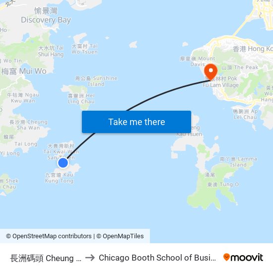 長洲碼頭 Cheung Chau Ferry Pier to Chicago Booth School of Business Hong Kong campus map
