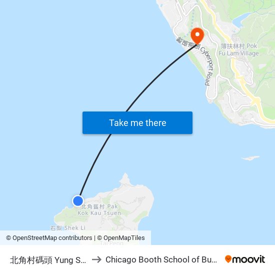 北角村碼頭 Yung Shue Wan Ferry Pier to Chicago Booth School of Business Hong Kong campus map