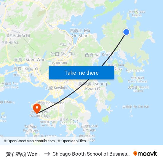 黃石碼頭 Wong Shek Pier to Chicago Booth School of Business Hong Kong campus map