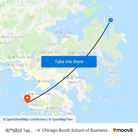 塔門碼頭 Tap Mun Pier to Chicago Booth School of Business Hong Kong campus map